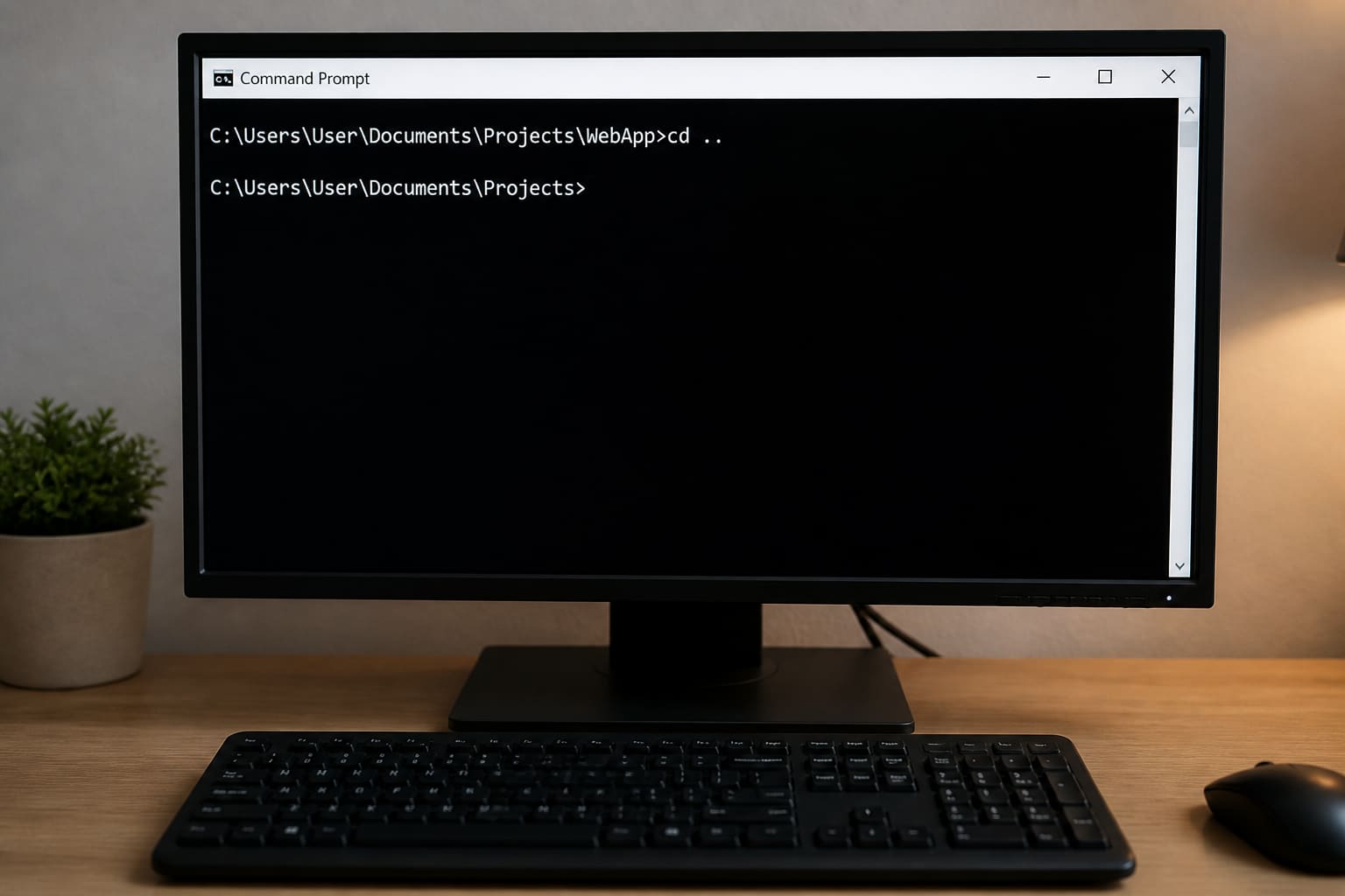 How can I return to the previous directory in windows command prompt?