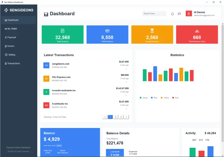 Build a Stunning Finance Management Admin Dashboard with Python Tkinter