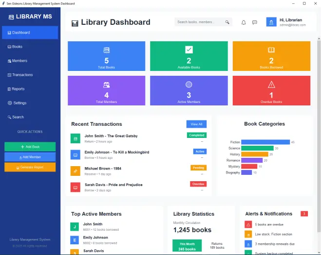 Building a Modern Library Management System Dashboard with Python Tkinter